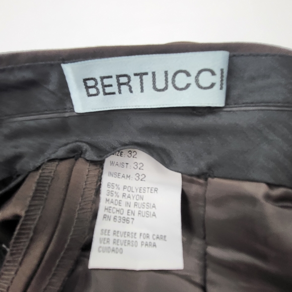 BERTUCCI TAILORED DRESS Pants for Men SIZE 32x32 Brown Satin lined NWT - Picture 2 of 7